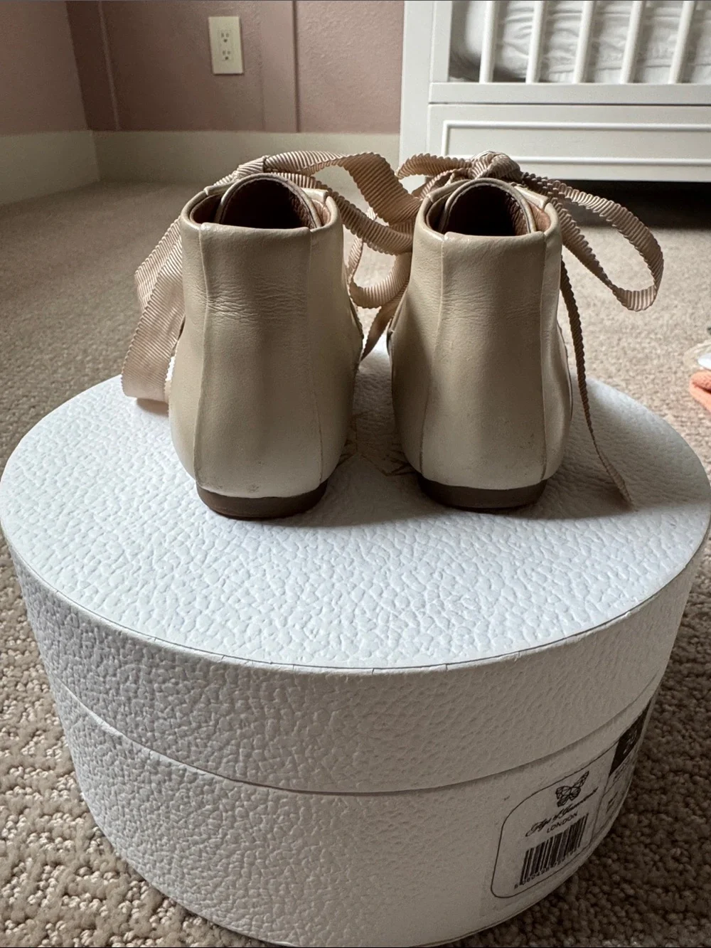 Beige Baby Walker Ribbon Lace-Up Boots